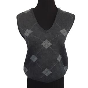 Vintage Pendleton Argyle Sweater Vest Dark Gray Womens S Petite Dark Academia